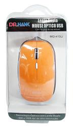 MOUSE OPTICO COM FIO 1600DPI LARANJA DR.HANK MO-415U