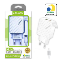 CARREGADOR DE CELULAR LEHMOX TIPO-C 2 USB 4.1A FAST LE-492TYPE-C
