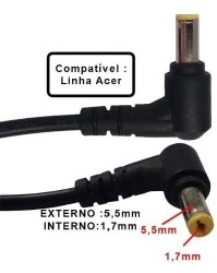 CABO PLUG REPARO REPOSIÇÃO FONTE CARREGADOR ACER (5.5MM X 1.7MM) CR002