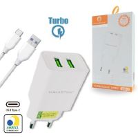 CARREGADOR DE CELULAR HMASTON TURBO TIPO-C 2USB 4.8A 25W Y60-3