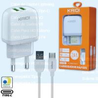 CARREGADOR DE CELULAR KAIDI TIPO C 2USB 2.4A KD-556C