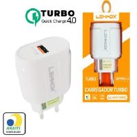 CARREGADOR FONTE TURBO 4.0  1USB 30W LEHMOX LE-340