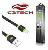 CABO DE DADOS TURBO V8 FLAT MICRO USB 1.0M C3TECH CB-100