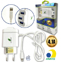 CARREGADOR DE CELULAR X-CELL IPHONE ULTRA RAPIDO 3 USB 4.1A ANATEL XC-IPH-UR.24