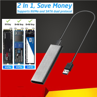 M2 SSD CASE ENCLOSURE DUAL, ADAPTADOR NVME PARA USB, 10GBPS, USB3.1 GEN2, USB C, SUPORTE PARA 2230-2280 M.2 SSD