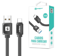 CABO DE DADOS USB FLAT TIPO-C 1M 2.4A SUMEXR SS-B13C