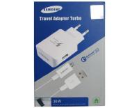 CARREGADOR SAMSUNG TURBO 30W USB EP-TA300 - BRANCO MICRO USB V8